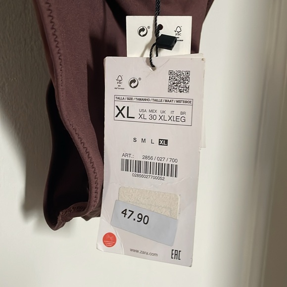 Zara one shoulder swimsuit, brown, size XL. NWT. - Picture 3 of 4